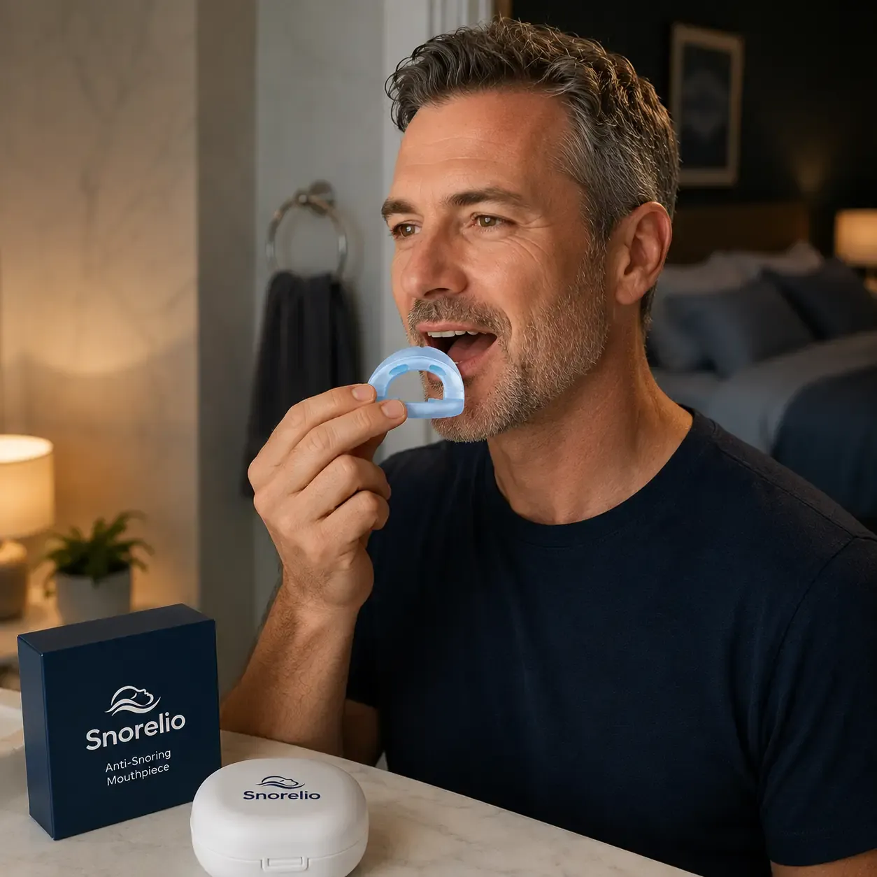 Snorelio ready-to-wear mouthpiece, easy to use